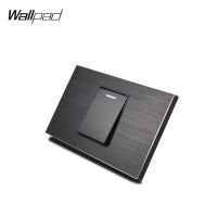 AU US Push Button 1 Gang Wall Switch Wallpad L3 Black Metal Panel 118*72mm 2 Way Control Wall Panel with Fluorescent Indicator Power Points  Switches