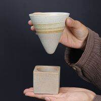 hotx【DT】 Tapered coffee cup rough pottery creative retro ceramic water upgraded version