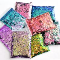 50g/bag Mermaid Nail Art Glitter Mix Size Chunky-Hexagon Laser Sequins 8 Color Shiny Chameleon Manicure Flakes Decoration TG 52