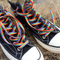 Rainbow Shoelace Gradient สี Low-Cut High Top ผ้าใบรองเท้า Laces Rainbow การพิมพ์ส่วนบุคคล Shoelaces Accesories