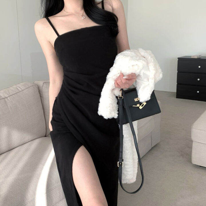 Slit Silk Slip Dress Women Slim Waist Slim Sexy | Lazada PH