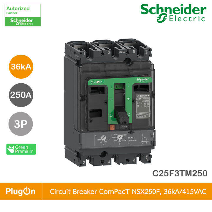 Schneider Circuit Breaker, ComPact NSX250F, 36kA/415VAC, 3 Poles, TMD ...