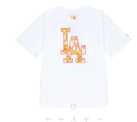 MLB  SS22 เสื้อยืดคอกลมสีทึบพิมพ์ลาย LA สำหรับผู้ชายและผู้หญิงผ้าฝ้ายแท้สไตล์เดียวกัน