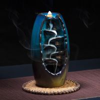 （HOT NEW）กระถางธูปเซรามิคหลอมเหลวเตาน้ำมันหอมระเหย SmellHomeDecor Tower Incense Holder