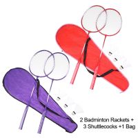 2Pcs/Set Badminton Racket Amateur Primary Badminton Rackets Training Racket Shuttlecocks Set Sports Supplies Accessories