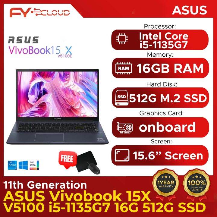 ASUS Vivobook 15X Gaming 11th Generation Intel V5100 i51135G7 16G 512G