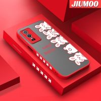 JIUMOO เคสสำหรับ VIVO Y76 5G Y76s Y74s 5G ลายการ์ตูนน่ารักกระต่ายบางขอบสี่เหลี่ยมด้านข้างดีไซน์ใหม่กันกระแทกมีน้ำค้างแข็งโปร่งใสแข็งเคสมือถือคลุมทั้งหมดกล้องปกป้อง Softcase