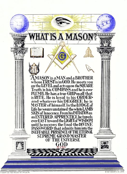 Antique Masonic Printwhat Is a Mason Poem Master Mason Freemasonry ...