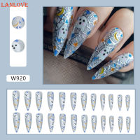 LANLOVE เล็บเล็บปลอมยาวสำหรับตกแต่ง Relief สีเงินแนวฮาโลวีนเล็บไม่แตกหักแบบธรรมชาติสวมใส่ได้ง่ายสำหรับชุดแต่งเข้ากัน Cewek Seksi