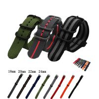 Gelang Olahraga Tentara 18Mm 20Mm 22Mm 24Mm untuk Tali Jam Tangan Gelang Bergaris Kain Nilon dengan Gesper Cincin Hitam Berat