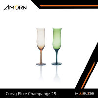 JJGLASS - (AMORN) Curvy Flute Champange 25 - แก้วฟรุตแชมเปญ แก้วแชมเปญ แก้วไวน์ แก้วทรงสูง แก้วสีสัน