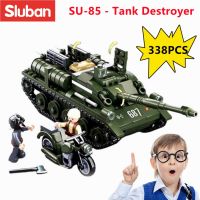 338ชิ้น Sluban 0687 WW2ทหารกองทัพ SU85ถังพิฆาตอาคารบล็อก Legoing เข้ากันได้ราคาไม่แพงเด็กอิฐก่อสร้างปริศนาของเล่น