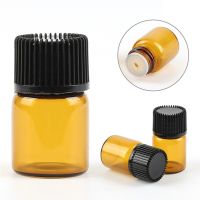 HOT JKCXLLAQESS 531[HOT SHEJIQWQESS 531] 100Pcs 1Ml 2Ml 3Ml Amber Glass Vials ขวดน้ำมันหอมระเหยขนาดเล็กพร้อม Orifice Reducer Amp;