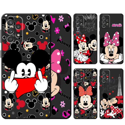 Black Mickey Minnie Mouse Disney Case for Samsung Galaxy A11 A12 A72 A71 A21s A22 A13 A51 4G A52 5G A32 Cell Phone Bumper Coque Replacement Parts