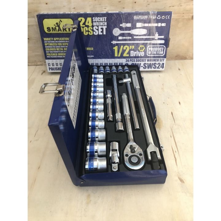 โปรแรง-โค้ดinc3lel3ลด30บล็อกชุด-1-2-นิ้ว-24-pcs-socket-wrench-set-ยี่ห้อ-smart-รุ่น-g-sw-sws24-สุดคุ้ม-ประแจ-ชุด-ประแจ-ประแจ-แหวน-ประแจ-บล็อก