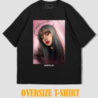 เสื้อยืด ลาย Gentil Angel Lisa BlackPink ขนาดใหญ่ สีดํา สําหรับผู้ชาย และผู้หญิง ไซซ์ M -สตรีท เสื้อยืดคอกลม เกาหลีDIY เ  NZL6