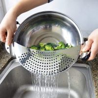 Pot Strainer Pan Drainer For Home Kitchen Easy Draining Pot Strainer Stainless Steel Pasta Spaghetti Practical Draining Tool Mesh Covers