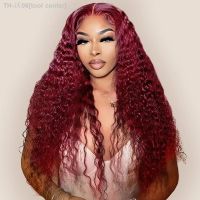 Burgundy 99J Red Colored Deep Curly Lace Front Human Hair Wigs For Women Pre Plucked HD Transparent Water Wave Lace Frontal Wigs [ Hot sell ] tool center