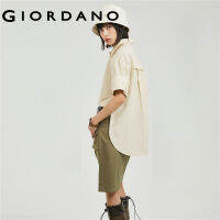 ร้อน ”Giordano เสื้อสตรีรีดข้อศอกยาวแขนเสื้อคาร์โก้สีทึบอินเทรนด์แฟชั่น cris เสื้อหลวมสบายๆ18343607