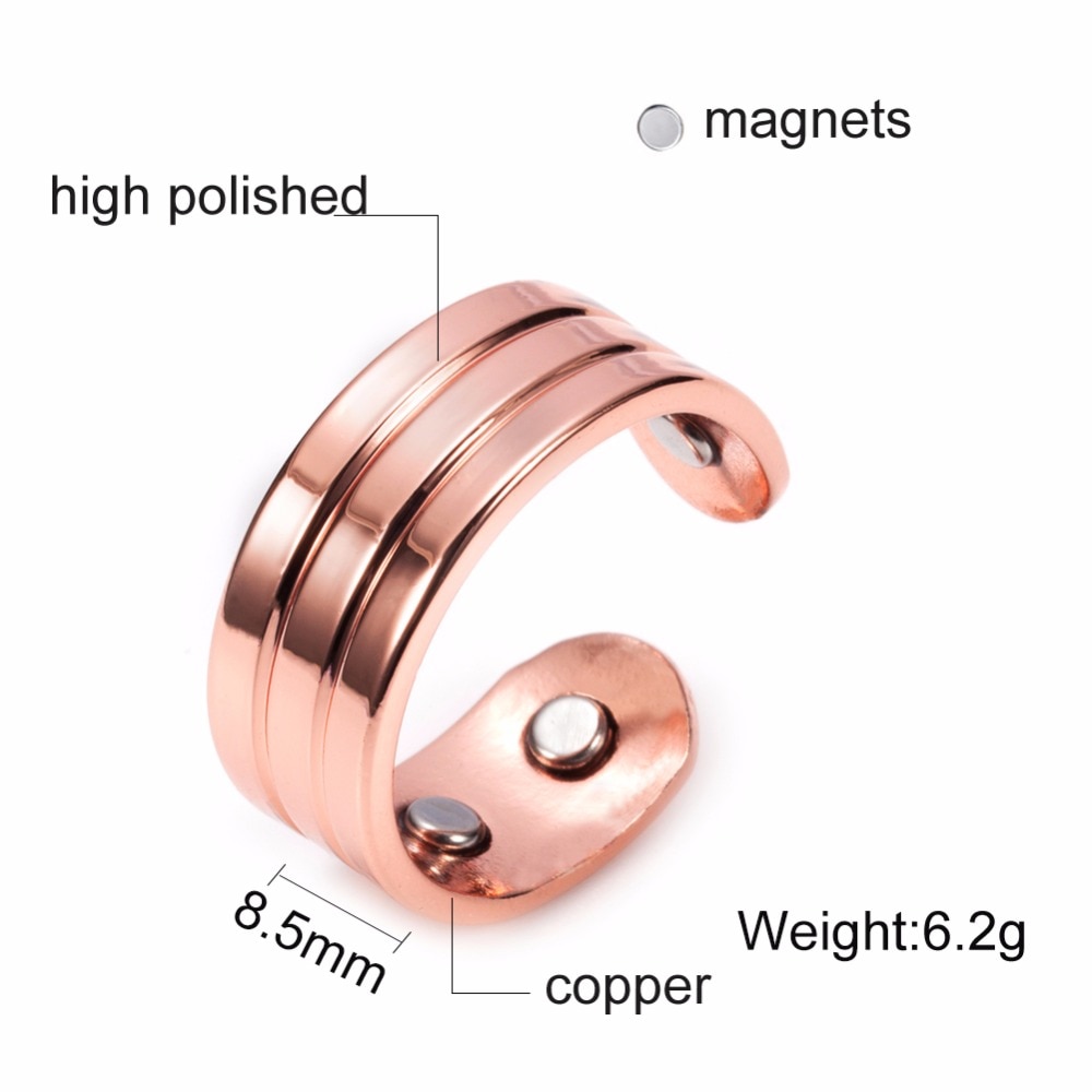 Pure Copper Magnetic Ring for Women Men Trend Health Energy Copper Men's Rings Open Cuff Adjustable Finger Ring Men