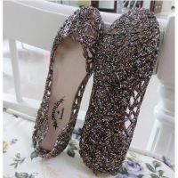 Womens Crystal Breathable Flat Jelly Sandals Shoes