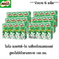 ไมโล  รสช็อกโกแลตมอลต์ สูตรไม่มีน้ำตาลทราย 180 มล. แพ็ค 4 กล่อง *** จำนวน 6 แพ็ค*** (ทั้งหมด 24 กล่อง)