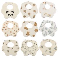 【CC】 6 Layers Cotton Gauze Baby Bibs Adjustable Super Soft Newborn Burp Floral Saliva Scarf Boys Feeding