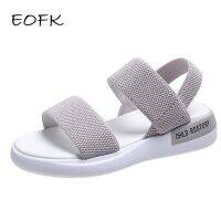 【CW】 EOFK Flat Platform Sandals Fabric Soft Breathable Elastic Band Sandalias Mujer Pu