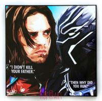 Winter Soldier &amp; Black Panther บัคกี้ Bucky รูปภาพ​ติด​ผนัง ​pop​ art พร้อมกรอบและที่แขวน การ์ตูน Marvel มาร์เวล กรอบรูป แต่งบ้าน ของขวัญ