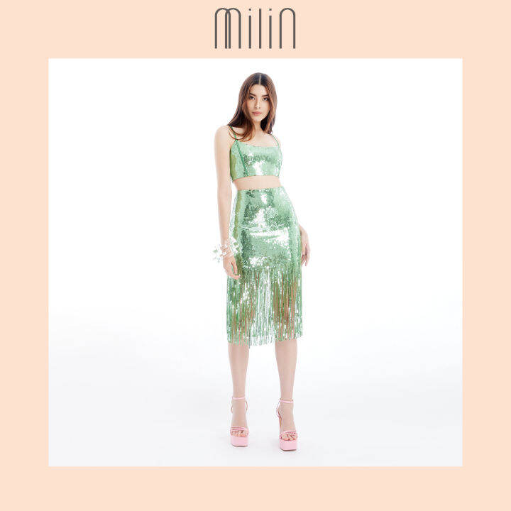 milin-high-waist-fitted-silhouette-fringe-sequin-skirt-กระโปรงเลื่อมเอวสูงทรงเข้ารูปประดับพู่-41-manhattan-sling-skirt