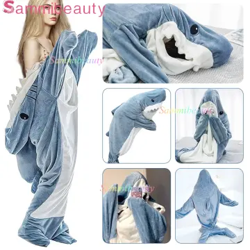 Adult Shark Pajamas Adult Cosplay Costume Shark One Piece Animal Pajamas  Homewear Sleepwear for Women Men Pink…