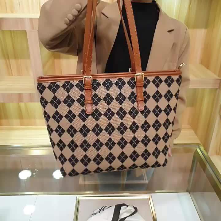 The Big Tote Bag - Checkered Dark Brown