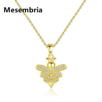 Mesembria สร้อยคอผึ้งน่ารักทันสมัยแฟชั่นสีทอง18K ฝังเครื่องประดับสร้อยคอจี้ชรส่องแสงคุณภาพสูงสำหรับเด็กผู้หญิง