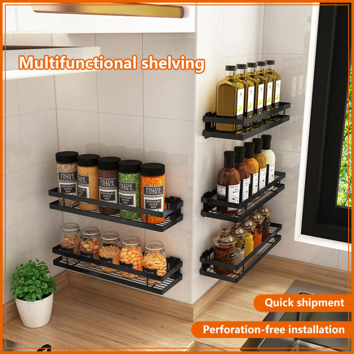 Kitchen Storage Shelf Wall-mounted Punch-Free Spice Rack