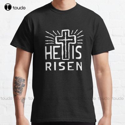 Christian Cross Easter He Is Risen Classic T Shirt Fashion Creative Leisure Funny T Shirts&nbsp;Fashion Tshirt Summer&nbsp;New XS-6XL