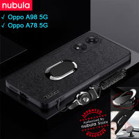 NUBULA สำหรับ A98 Oppo | A78 OPPO 5G เคสผิวเปลือกไม้หนังผิวสัมผัส Hp OPPO A78 5G A98เคสกันกระแทกโทรศัพท์มือถือฟรีที่ยึดโทรศัพท์ในรถเชือกเส้นเล็กฝาหลังสำหรับ A98 Oppo 5G A78 5G