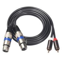 อะแดปเตอร์สำหรับสายเคเบิลเสริมสัญญาณเสียง XLR ตัวเมีย RCA ตัวผู้คู่เป็นแบบคู่ยาว1.5เมตรสำหรับมืออาชีพเครื่องขยายเสียงหูฟังเครื่องผสมไมโครโฟน