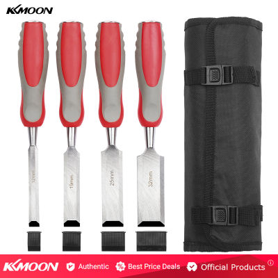 KKmoon 5Pcsไม้ชุดสิ่วสำหรับช่างไม้พร้อมกระเป๋าเก็บของลื่นจับไม้งานไม้ม้านั่งแกะสลักชุดสิ่วS Sharpไม้Bevelใบมีดเหล็กStrikeหมวก