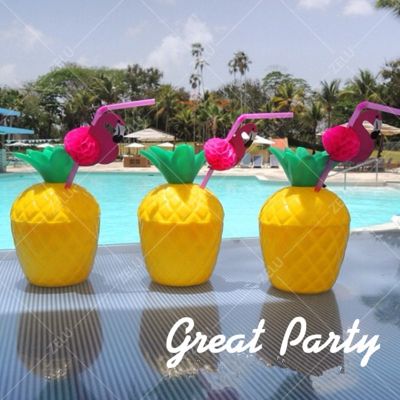 6pcs/12pcs Hawaiian Summer Party Pineapple Coconut Cup Tropical Wedding Flamingo Luau Birthday Party Decoration Drinking Cup