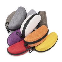 Sunglasses Case Fashion Colored Linen Zipper Glasses Case Eva Glasses Packaging Box Storage Box Lens Case Large Glasses Case