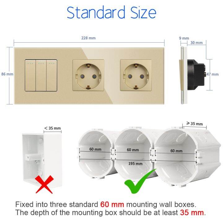 bingoelec-golden-crystal-glass-panel-1-2-3gang-1-2-way-pass-through-on-off-light-switch-stair-wall-switch-with-eu-socket