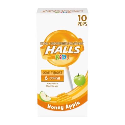 HALLS Kids Sore Throat &amp; Cough Pops (Honey Apple)