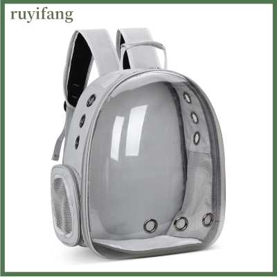 ruyifang ถุงแมวระบายอากาศแบบพกพาขนาดใหญ่ PET Carrier BAG มีรูเดินทางกลางแจ้งกระเป๋าเป้สะพายหลังโปร่งใสพื้นที่สัตว์เลี้ยงกระเป๋าเป้สะพายหลังสำหรับแมวและสุนัข