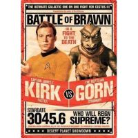 ของตกแต่งบาร์กลางแจ้งโรงรถป้ายโลหะ Star Trek - Kirk กับ Gorn 8X12นิ้วศิลปะบนผนังแบบย้อนยุควินเทจป้ายดีบุก