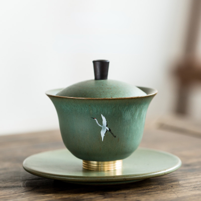 R Gaiwan ถ้วยชาเซรามิคถ้วยน้ำชาจานรองจีน Kung Fu ชุดชา Gaiwan Handpainted Teaware ชามชาทำด้วยมือ Tureens ชุดชา