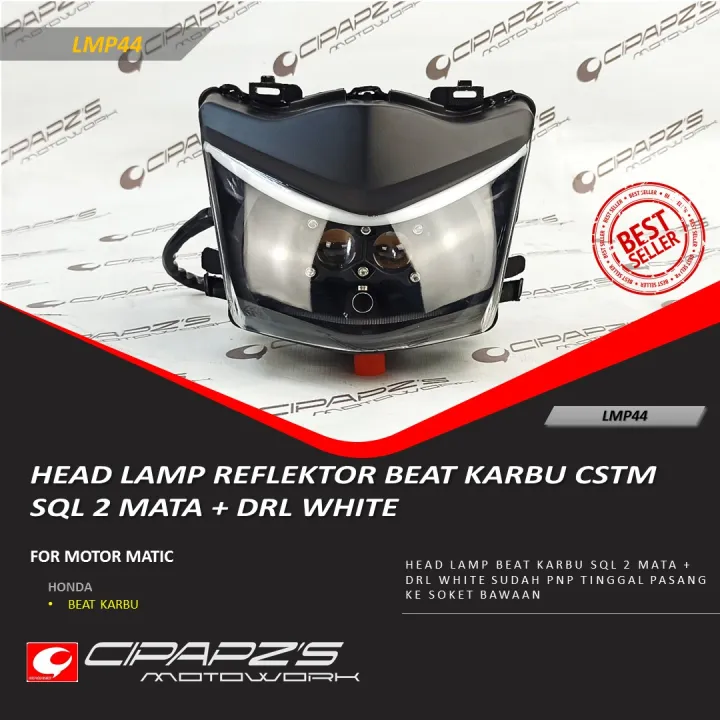 Headlamp Reflektor Beat Karbu CSTM SQL 2 Mata With DRL White Lazada