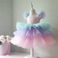 ZZOOI Girls Rainbow Unicorn Princess Dress Cake Layers Tutu Prom Gown For Kids Children Wedding Evening Formal Party Pageant VestidosTH