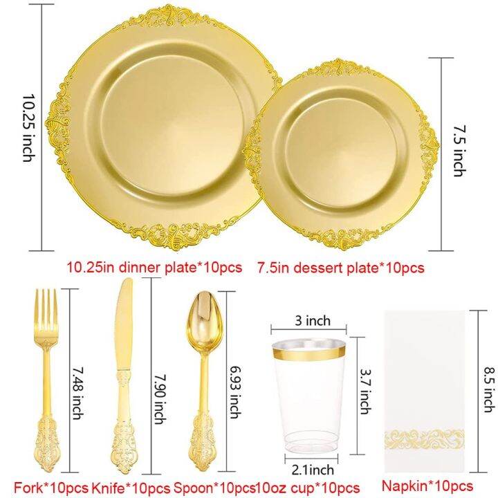 disposable-cutlery-baroque-plastic-plate-plastic-silverware-cup-napkin-combo-set-wedding-birthday-party-decorations-10-guests