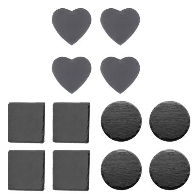 T5EB 4pcs Natural Slate Drink Coasters Bowl Pad Handmade Insulation Placemats Table Padding Cup Mats Kitchen Decoration