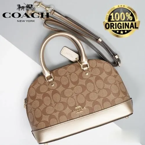 tas satchel Coach Sierra Large Platinum Gold Satchel Bag